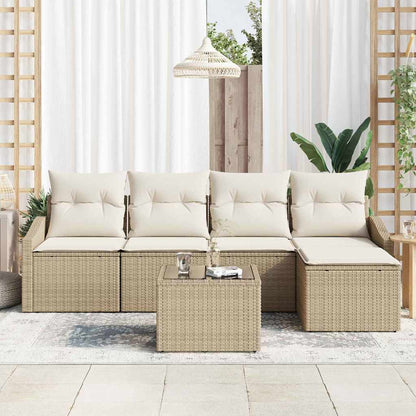 Garten Essgruppe mit Kissen mit Speicher 6 pcs Beige, Creme