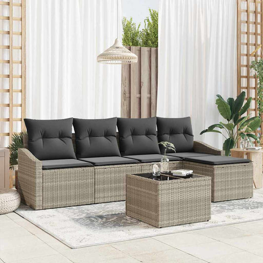 Garten Essgruppe mit Kissen mit Speicher 6 pcs Hellgrau