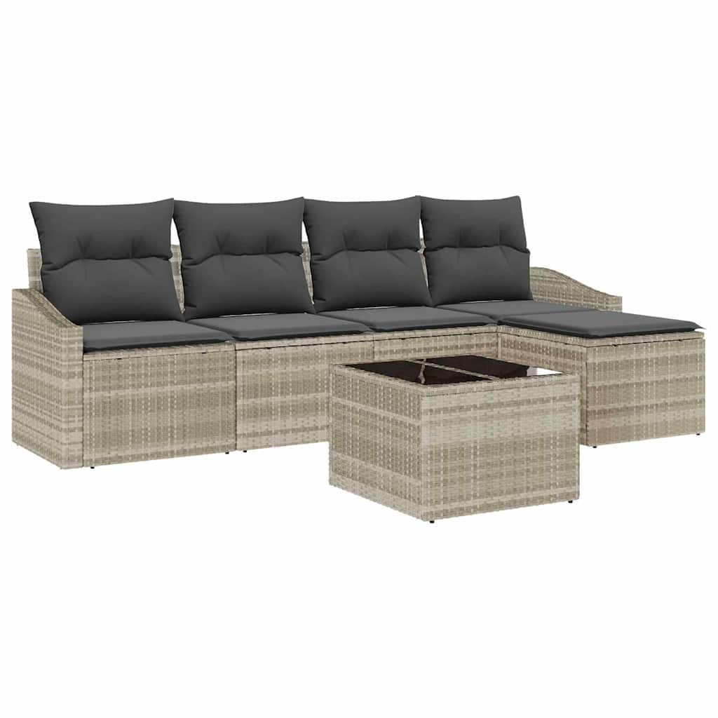 Garten Essgruppe mit Kissen mit Speicher 6 pcs Hellgrau