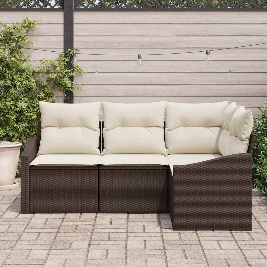 Garten Essgruppe mit Kissen mit Speicher 4 pcs Braun und Creme