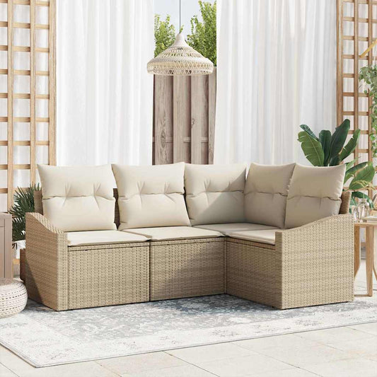 Garten Essgruppe mit Kissen mit Speicher 4 pcs Beige, Creme