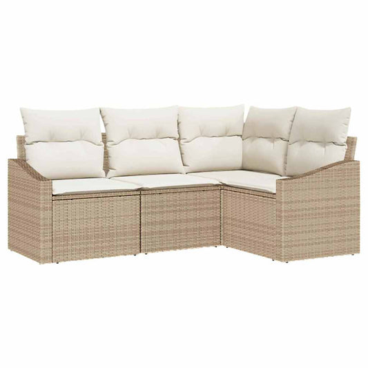 Garten Essgruppe mit Kissen mit Speicher 4 pcs Beige, Creme