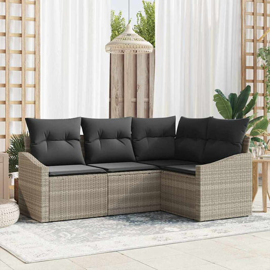 Garten Essgruppe mit Kissen mit Speicher 4 pcs Hellgrau