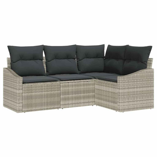 Garten Essgruppe mit Kissen mit Speicher 4 pcs Hellgrau