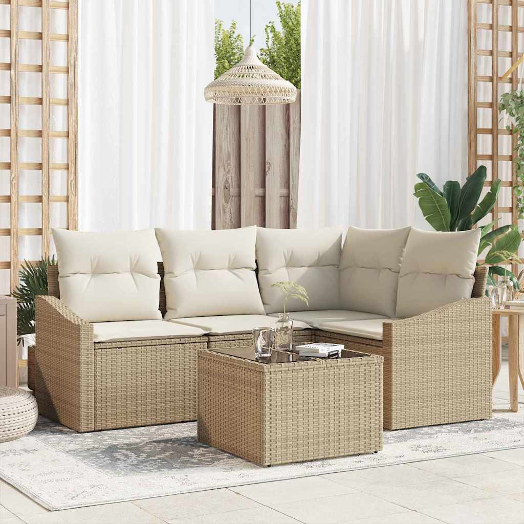 Garten Essgruppe mit Kissen mit Speicher 5 pcs Beige, Creme