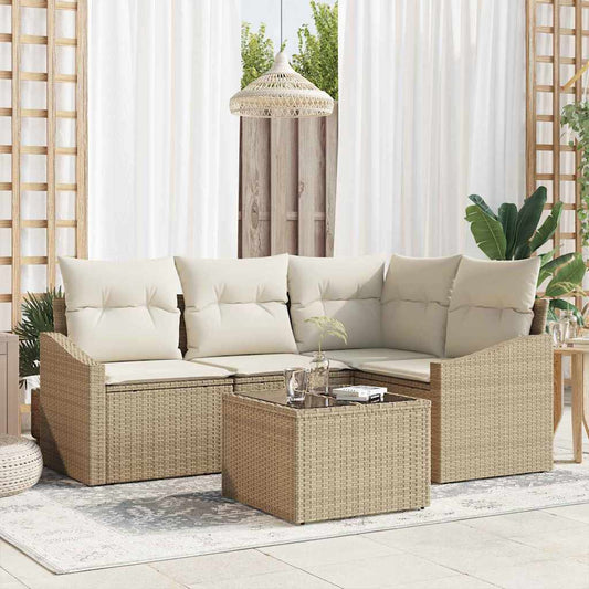 Garten Essgruppe mit Kissen mit Speicher 5 pcs Beige, Creme