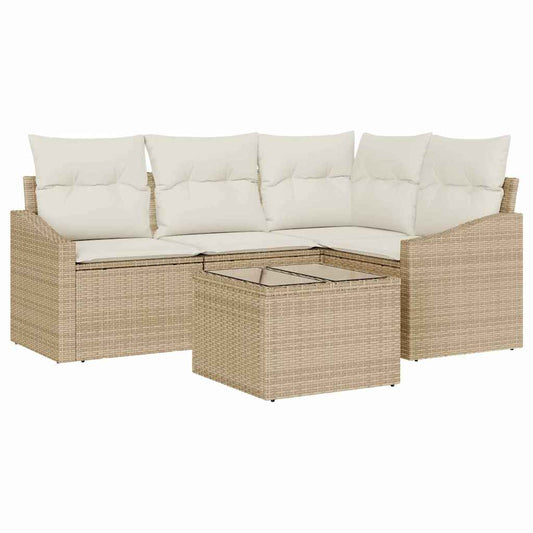 Garten Essgruppe mit Kissen mit Speicher 5 pcs Beige, Creme