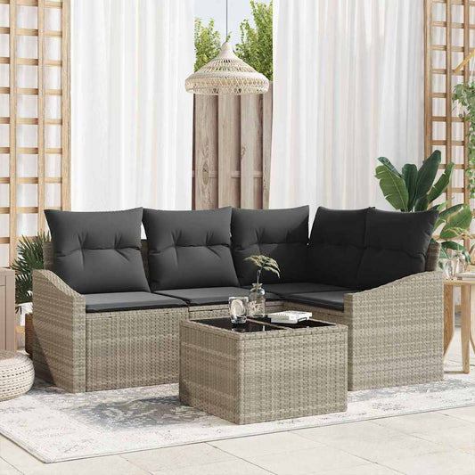 Garten Essgruppe mit Kissen mit Speicher 5 pcs Hellgrau