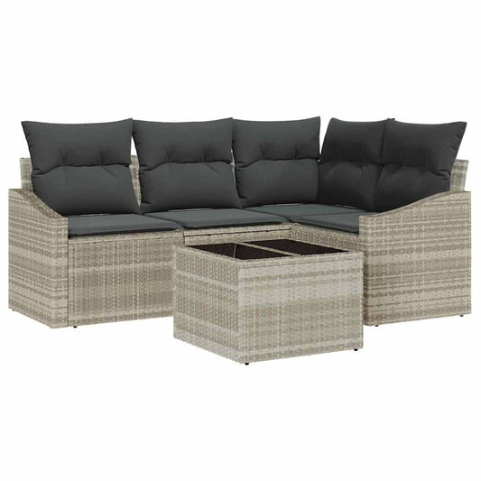 Garten Essgruppe mit Kissen mit Speicher 5 pcs Hellgrau