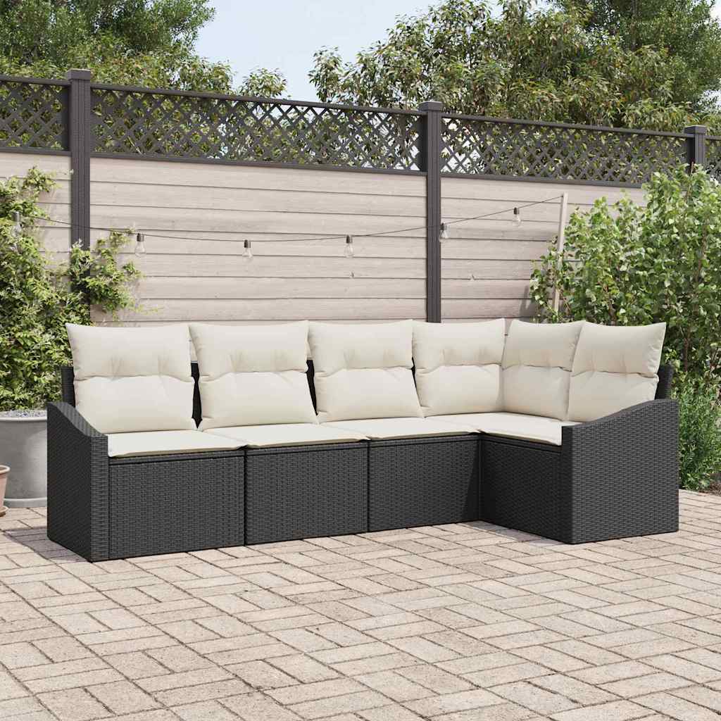 Garten Essgruppe mit Kissen 5 pcs Schwarz und Creme