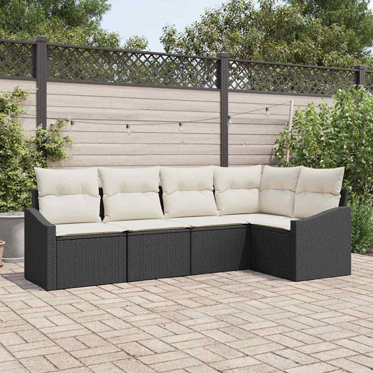 Garten Essgruppe mit Kissen 5 pcs Schwarz und Creme