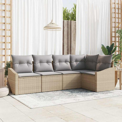 Garten Essgruppe mit Kissen mit Speicher 5 pcs Beige, Hellgrau