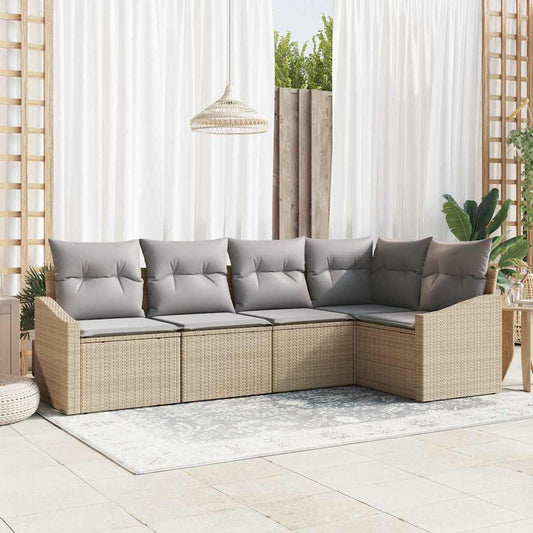 Garten Essgruppe mit Kissen mit Speicher 5 pcs Beige, Hellgrau