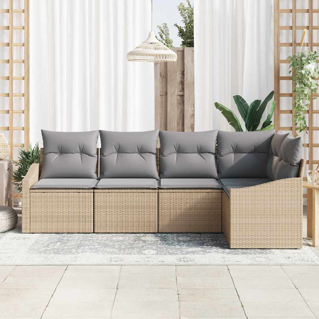Garten Essgruppe mit Kissen mit Speicher 5 pcs Beige, Hellgrau