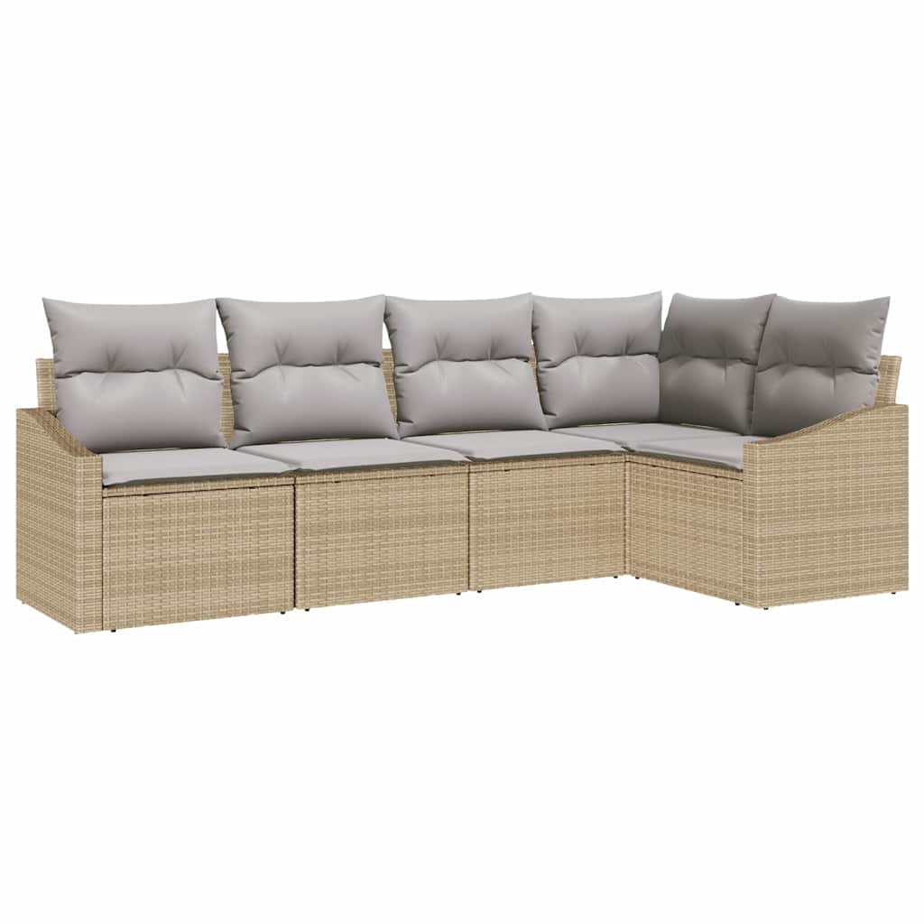 Garten Essgruppe mit Kissen mit Speicher 5 pcs Beige, Hellgrau