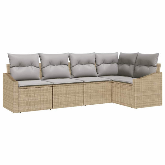 Garten Essgruppe mit Kissen mit Speicher 5 pcs Beige, Hellgrau