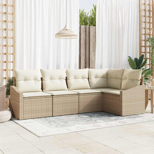 Garten Essgruppe mit Kissen mit Speicher 5 pcs Beige, Creme