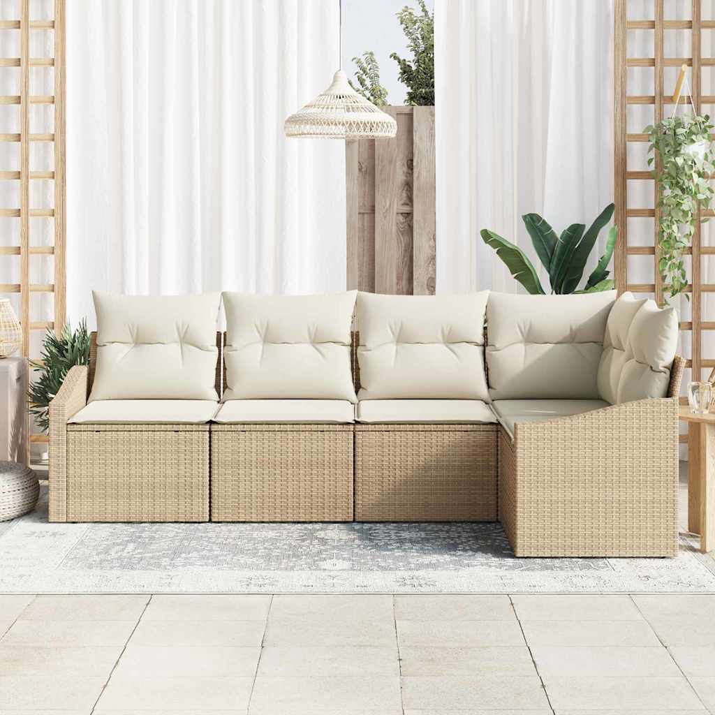Garten Essgruppe mit Kissen mit Speicher 5 pcs Beige, Creme