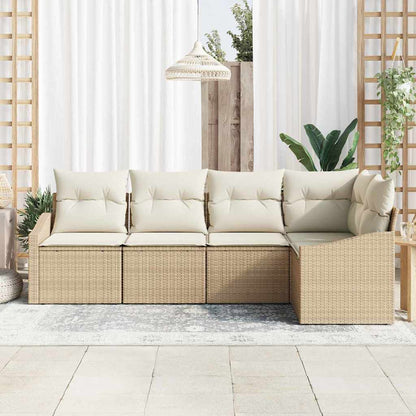 Garten Essgruppe mit Kissen mit Speicher 5 pcs Beige, Creme