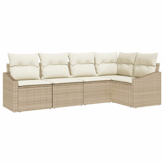 Garten Essgruppe mit Kissen mit Speicher 5 pcs Beige, Creme