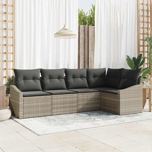 Garten Essgruppe mit Kissen mit Speicher 5 pcs Hellgrau