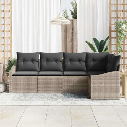 Garten Essgruppe mit Kissen mit Speicher 5 pcs Hellgrau