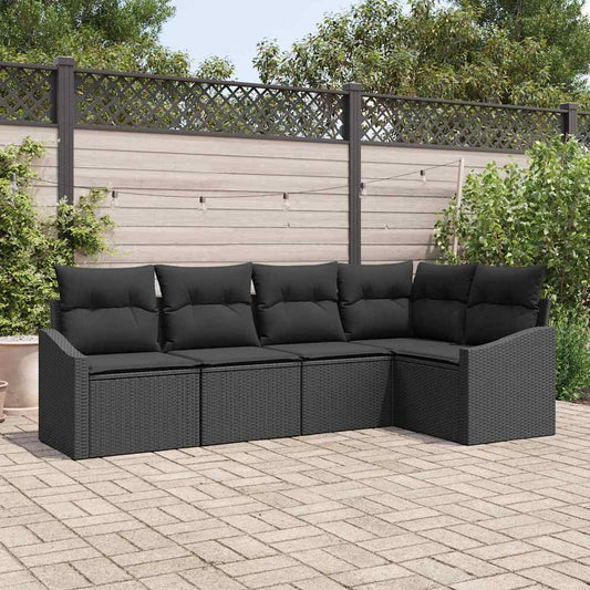 Garten Essgruppe mit Kissen mit Speicher 5 pcs Schwarz