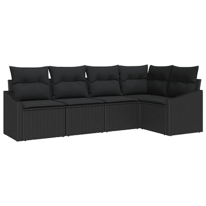Garten Essgruppe mit Kissen mit Speicher 5 pcs Schwarz