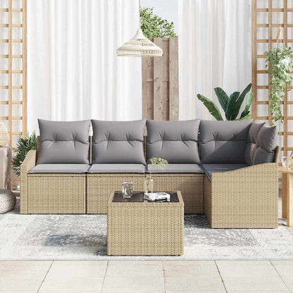 Garten Essgruppe mit Kissen mit Speicher 6 pcs Beige, Hellgrau