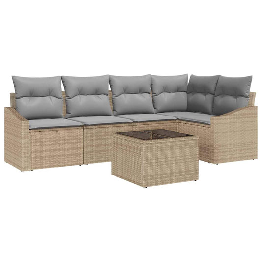 Garten Essgruppe mit Kissen mit Speicher 6 pcs Beige, Hellgrau
