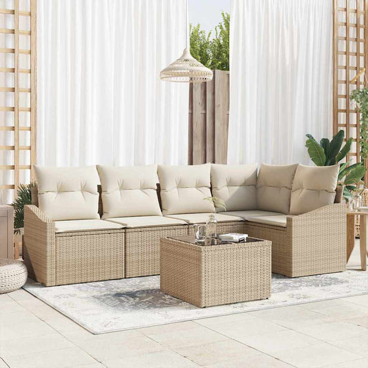 Garten Essgruppe mit Kissen mit Speicher 6 pcs Beige, Creme