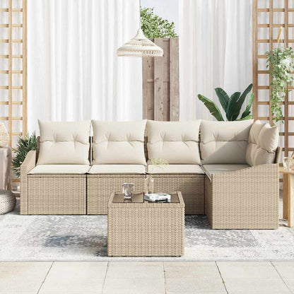 Garten Essgruppe mit Kissen mit Speicher 6 pcs Beige, Creme
