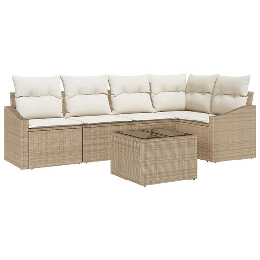 Garten Essgruppe mit Kissen mit Speicher 6 pcs Beige, Creme