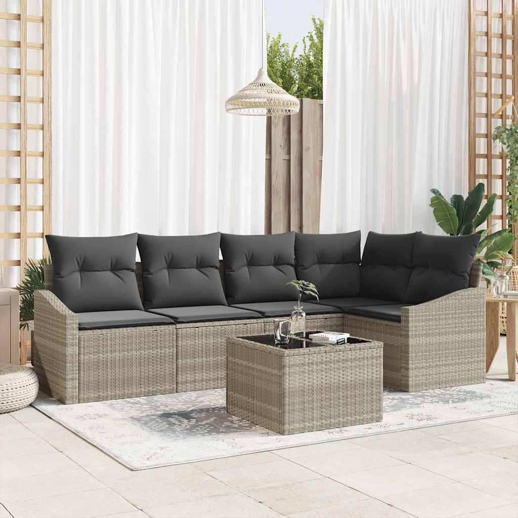Garten Essgruppe mit Kissen mit Speicher 6 pcs Hellgrau