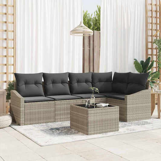 Garten Essgruppe mit Kissen mit Speicher 6 pcs Hellgrau