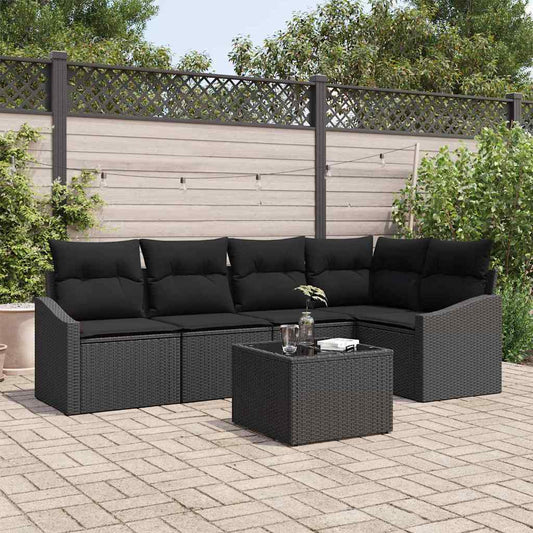 Garten Essgruppe mit Kissen mit Speicher 6 pcs Schwarz