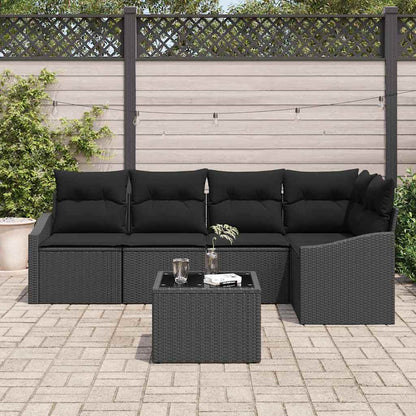 Garten Essgruppe mit Kissen mit Speicher 6 pcs Schwarz