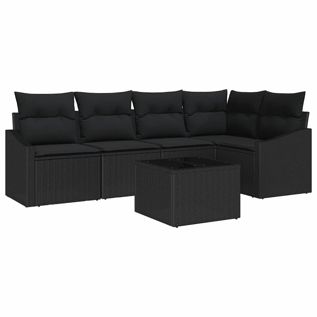 Garten Essgruppe mit Kissen mit Speicher 6 pcs Schwarz
