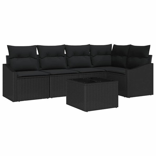 Garten Essgruppe mit Kissen mit Speicher 6 pcs Schwarz