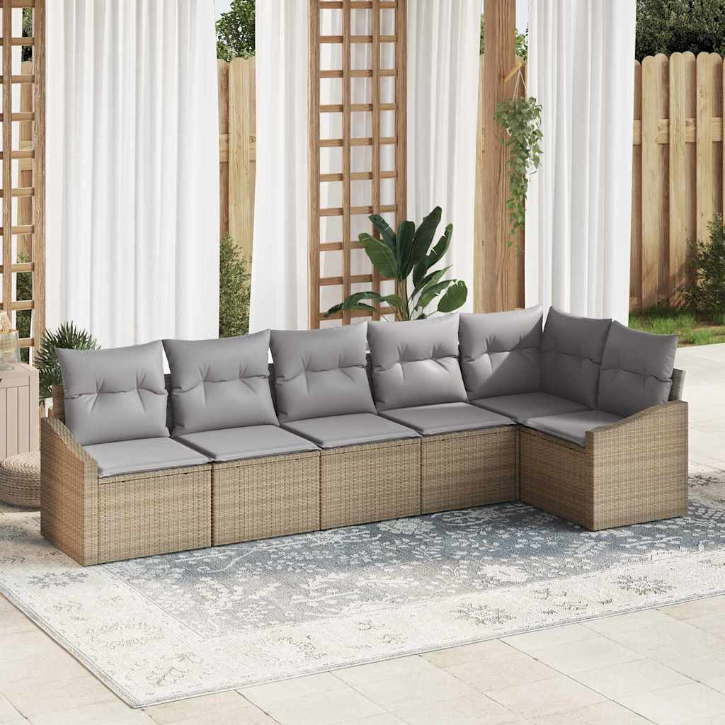 Garten Essgruppe mit Kissen mit Speicher 6 pcs Beige, Hellgrau