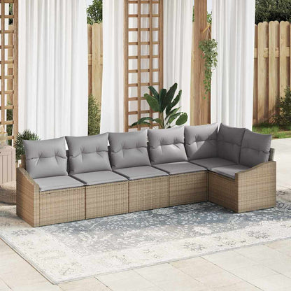 Garten Essgruppe mit Kissen mit Speicher 6 pcs Beige, Hellgrau