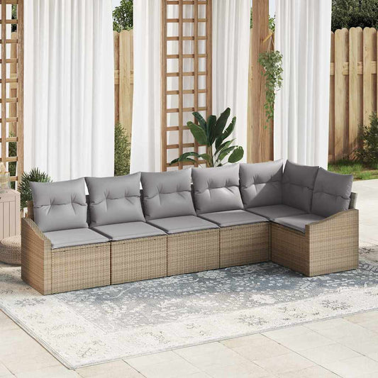 Garten Essgruppe mit Kissen mit Speicher 6 pcs Beige, Hellgrau