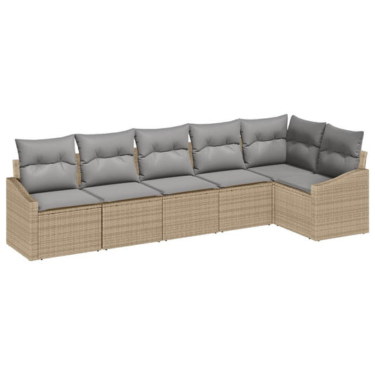 Garten Essgruppe mit Kissen mit Speicher 6 pcs Beige, Hellgrau