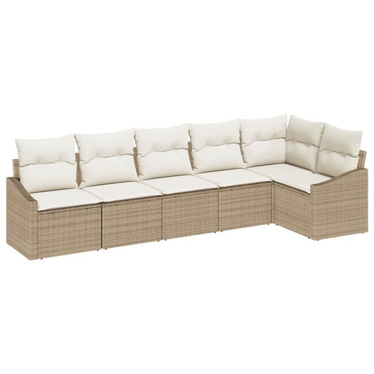 Garten Essgruppe mit Kissen mit Speicher 6 pcs Beige, Creme