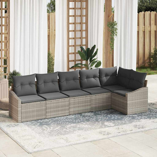 Garten Essgruppe mit Kissen mit Speicher 6 pcs Hellgrau