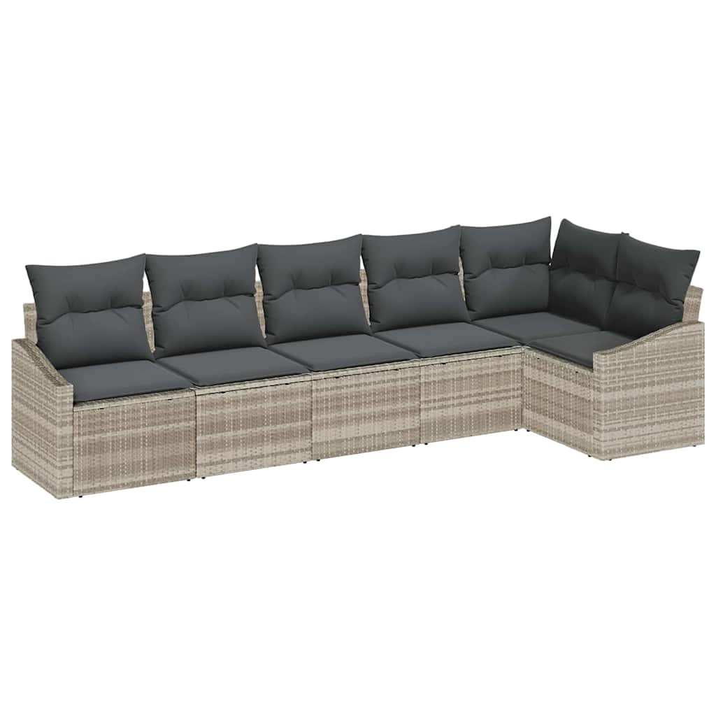 Garten Essgruppe mit Kissen mit Speicher 6 pcs Hellgrau
