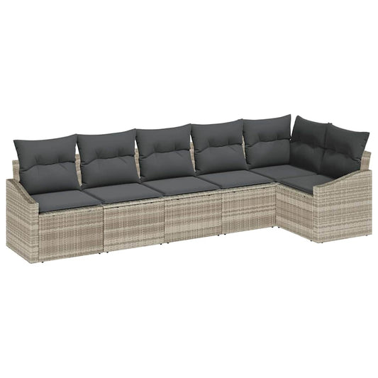 Garten Essgruppe mit Kissen mit Speicher 6 pcs Hellgrau