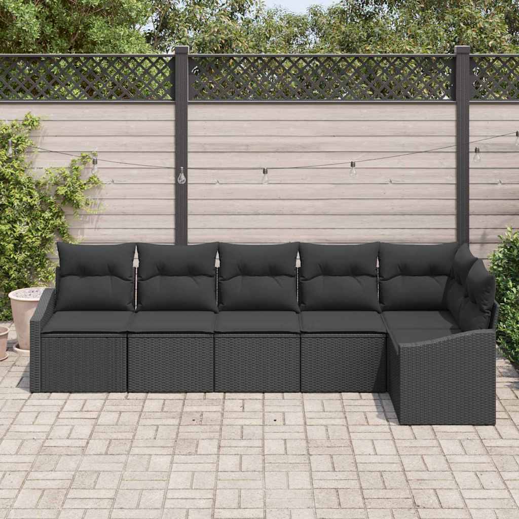 Garten Essgruppe mit Kissen mit Speicher 6 pcs Schwarz