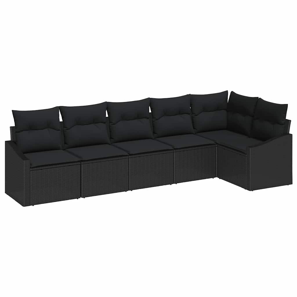 Garten Essgruppe mit Kissen mit Speicher 6 pcs Schwarz