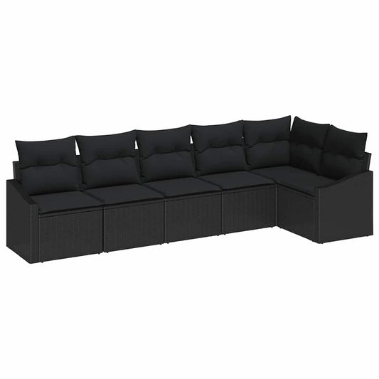 Garten Essgruppe mit Kissen mit Speicher 6 pcs Schwarz